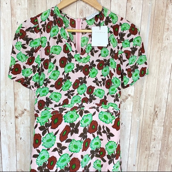 Sandro Antropique Floral Print Silk Dress EU 36 - Picture 3 of 11